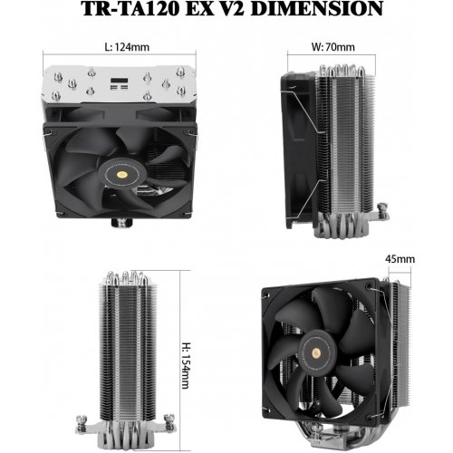 Купить Кулер Thermalright TR-TA120 EX V2 с проверкой совместимости: обзор, характеристики, цена в Киеве, Днепре, Одессе, Харькове, Украине | интернет-магазин TELEMART.UA фото