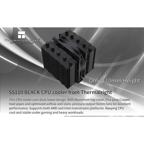 Кулер Thermalright Silver Soul 110 Black купити з перевіркою сумісності: огляд, характеристики, ціна у Києві, Львові, Вінниці, Хмельницькому, Івано-Франківську, Україні | інтернет-магазин TELEMART.UA фото