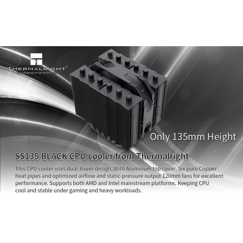 Кулер Thermalright Silver Soul 135 Black купити з перевіркою сумісності: огляд, характеристики, ціна у Києві, Львові, Вінниці, Хмельницькому, Івано-Франківську, Україні | інтернет-магазин TELEMART.UA фото