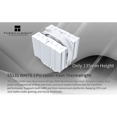 Кулер Thermalright Silver Soul 135 White купити з перевіркою сумісності: огляд, характеристики, ціна у Києві, Львові, Вінниці, Хмельницькому, Івано-Франківську, Україні | інтернет-магазин TELEMART.UA фото