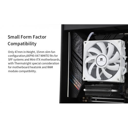 Кулер Thermalright AXP-90 X47 White купити з перевіркою сумісності: огляд, характеристики, ціна у Києві, Львові, Вінниці, Хмельницькому, Івано-Франківську, Україні | інтернет-магазин TELEMART.UA фото