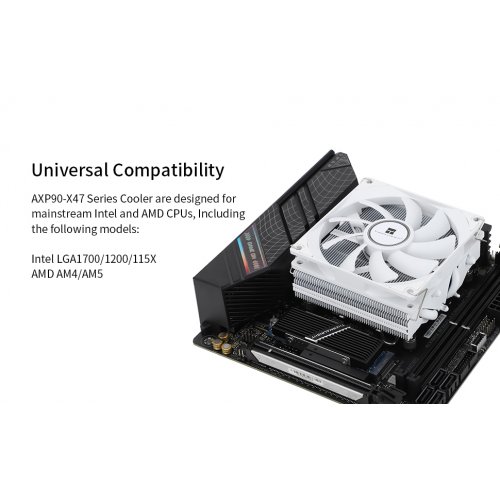 Кулер Thermalright AXP-90 X47 White купити з перевіркою сумісності: огляд, характеристики, ціна у Києві, Львові, Вінниці, Хмельницькому, Івано-Франківську, Україні | інтернет-магазин TELEMART.UA фото