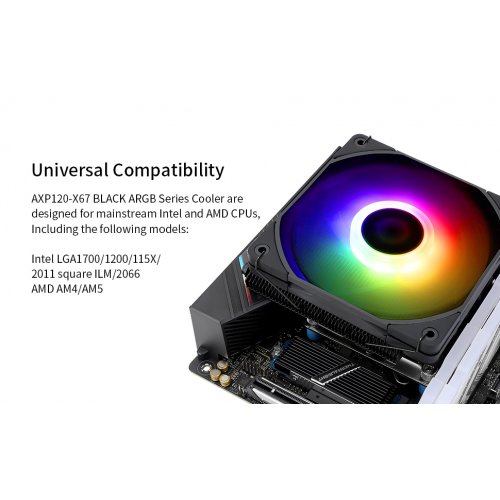 Купить Кулер Thermalright AXP120 X67 ARGB Black с проверкой совместимости: обзор, характеристики, цена в Киеве, Днепре, Одессе, Харькове, Украине | интернет-магазин TELEMART.UA фото
