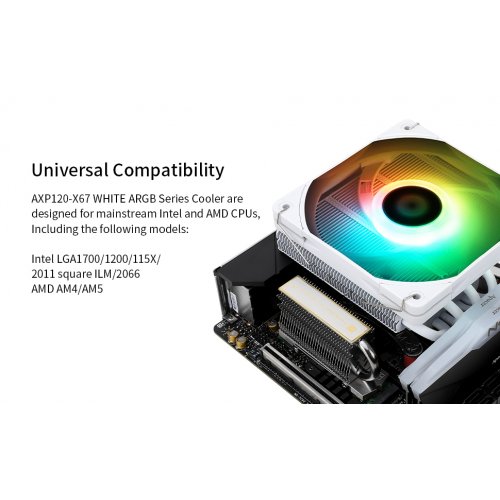 Купить Кулер Thermalright AXP120 X67 ARGB White с проверкой совместимости: обзор, характеристики, цена в Киеве, Днепре, Одессе, Харькове, Украине | интернет-магазин TELEMART.UA фото