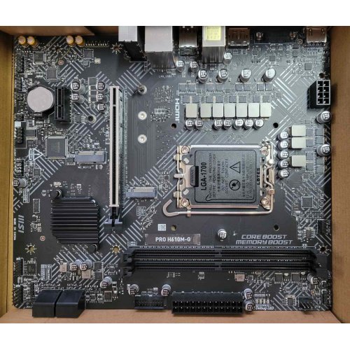 Уцінка материнська плата MSI PRO H610M-G (s1700, Intel H610) (Сліди використання, 762119) купити з перевіркою сумісності: огляд, характеристики, ціна у Києві, Львові, Вінниці, Хмельницькому, Івано-Франківську, Україні | інтернет-магазин TELEMART.UA фото