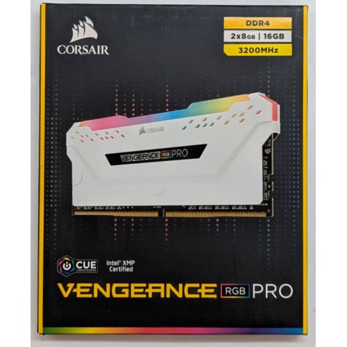 Купить Озу Corsair DDR4 16GB (2x8GB) 3200Mhz Vengeance RGB Pro White (CMW16GX4M2C3200C16W) (Восстановлено продавцом, 762291) с проверкой совместимости: обзор, характеристики, цена в Киеве, Днепре, Одессе, Харькове, Украине | интернет-магазин TELEMART.UA фото