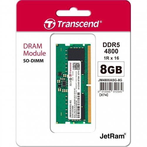 Купить ОЗУ Transcend SODIMM DDR5 8GB 4800Mhz JetRam (JM4800ASG-8G) с проверкой совместимости: обзор, характеристики, цена в Киеве, Днепре, Одессе, Харькове, Украине | интернет-магазин TELEMART.UA фото