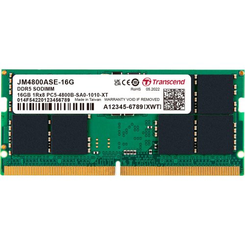 Купить ОЗУ Transcend SODIMM DDR5 16GB 4800Mhz JetRam (JM4800ASE-16G) с проверкой совместимости: обзор, характеристики, цена в Киеве, Днепре, Одессе, Харькове, Украине | интернет-магазин TELEMART.UA фото
