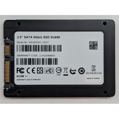 Купить Ssd-диск ADATA Ultimate SU650 3D NAND 120GB 2.5" (ASU650SS-120GT-R) (Восстановлено продавцом, 762322) с проверкой совместимости: обзор, характеристики, цена в Киеве, Днепре, Одессе, Харькове, Украине | интернет-магазин TELEMART.UA фото