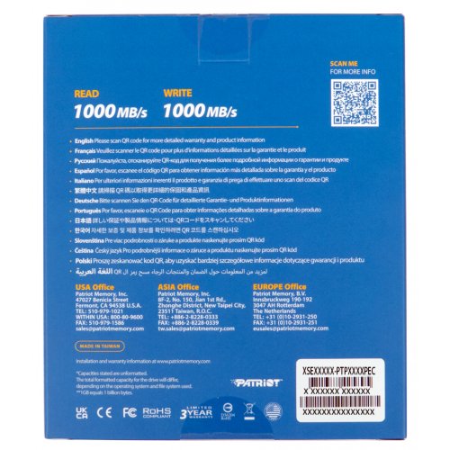 SSD-диск Patriot Transporter 1TB USB Type-C (PTP1TBPEC) купити з перевіркою сумісності: огляд, характеристики, ціна у Києві, Львові, Вінниці, Хмельницькому, Івано-Франківську, Україні | інтернет-магазин TELEMART.UA фото