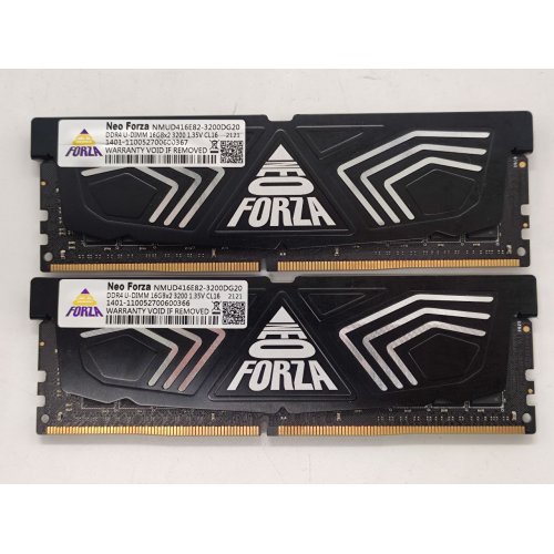 Озп Neo Forza DDR4 32GB (2x16GB) 3200 Mhz FAYE (NMUD416E82-3200DG20) (Відновлено продавцем, 762345) купити з перевіркою сумісності: огляд, характеристики, ціна у Києві, Львові, Вінниці, Хмельницькому, Івано-Франківську, Україні | інтернет-магазин TELEMART.UA фото