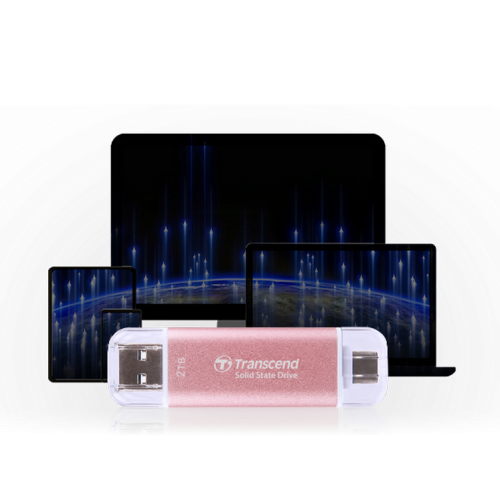 SSD-диск Transcend ESD310 3D NAND 2TB USB + USB Type-C (TS2TESD310P) Pink купити з перевіркою сумісності: огляд, характеристики, ціна у Києві, Львові, Вінниці, Хмельницькому, Івано-Франківську, Україні | інтернет-магазин TELEMART.UA фото