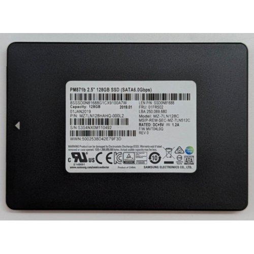 Купить Ssd-диск Samsung PM871b TLC 128GB 2.5" (MZ7LN128HAHQ-000L2) (Восстановлено продавцом, 762373) с проверкой совместимости: обзор, характеристики, цена в Киеве, Днепре, Одессе, Харькове, Украине | интернет-магазин TELEMART.UA фото