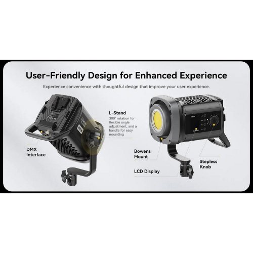 Купить Видеосвет Ulanzi VL-200Bi 200W V-Mount Video Light (L079CNA1 VL200Bi) Black - цена в Харькове, Киеве, Днепре, Одессе
в интернет-магазине Telemart фото