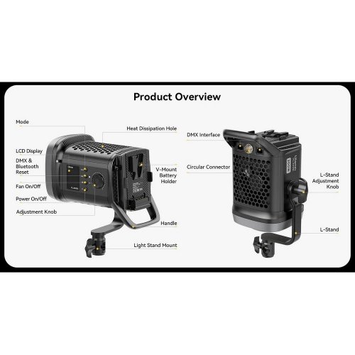 Купить Видеосвет Ulanzi VL-200Bi 200W V-Mount Video Light (L079CNA1 VL200Bi) Black - цена в Харькове, Киеве, Днепре, Одессе
в интернет-магазине Telemart фото