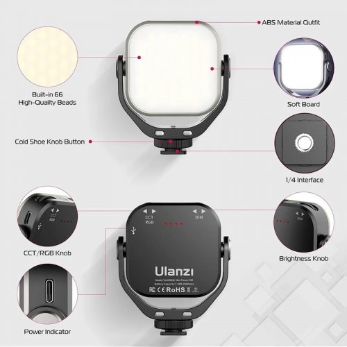 Відеосвітло Ulanzi VL66 RGB Led Light (L088 VL66 RGB) Black купити в Україні | Telemart фото