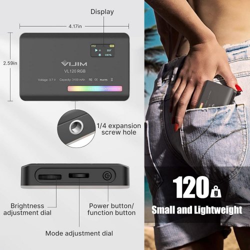 Купить Видеосвет Ulanzi VIJIM VL120 RGB Light (2346 VL120RGB) Black - цена в Харькове, Киеве, Днепре, Одессе
в интернет-магазине Telemart фото