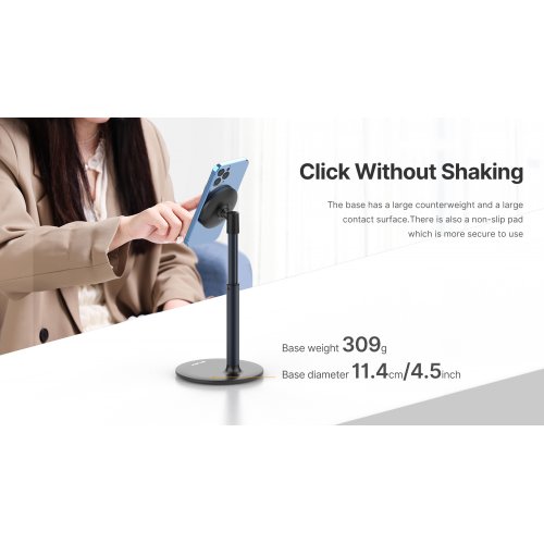 Держатель для смартфона Ulanzi VIJIM HP002 Magnetic Desk iPhone Stand (2908 HP002) Black купить в Украине: Киев, Днепр, Харьков, Одесса  | Низкая цена, отзывы, характеристики от TELEMART фото