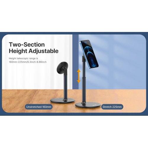 Держатель для смартфона Ulanzi VIJIM HP002 Magnetic Desk iPhone Stand (2908 HP002) Black купить в Украине: Киев, Днепр, Харьков, Одесса  | Низкая цена, отзывы, характеристики от TELEMART фото