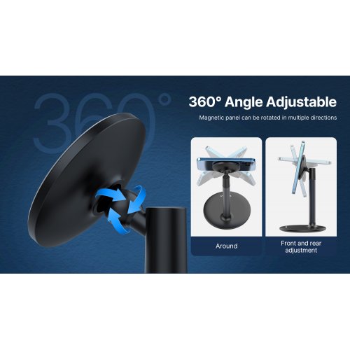 Держатель для смартфона Ulanzi VIJIM HP002 Magnetic Desk iPhone Stand (2908 HP002) Black купить в Украине: Киев, Днепр, Харьков, Одесса  | Низкая цена, отзывы, характеристики от TELEMART фото