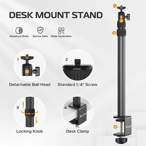 Купити Штатив-тримач Ulanzi VIJIM LS01 Desktop Extendable Light Stand (2248 LS01) Black - ціна в Києві, Львові, Вінниці, Хмельницькому, Франківську, Україні | інтернет-магазин TELEMART.UA фото