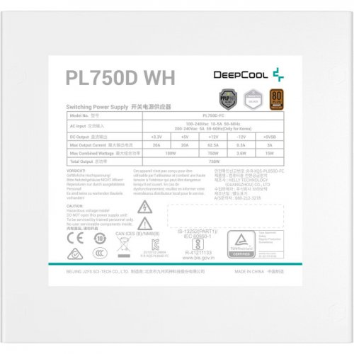 Купить Блок питания Deepcool PL750D 750W (R-PL750D-FC0W-EU-V2) White с проверкой совместимости: обзор, характеристики, цена в Киеве, Днепре, Одессе, Харькове, Украине | интернет-магазин TELEMART.UA фото