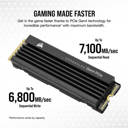 Купить SSD-диск Corsair MP600 PRO LPX 3D NAND TLC 4TB M.2 (2280 PCI-E) NVMe x4 (CSSD-F4000GBMP600PLP) с проверкой совместимости: обзор, характеристики, цена в Киеве, Днепре, Одессе, Харькове, Украине | интернет-магазин TELEMART.UA фото