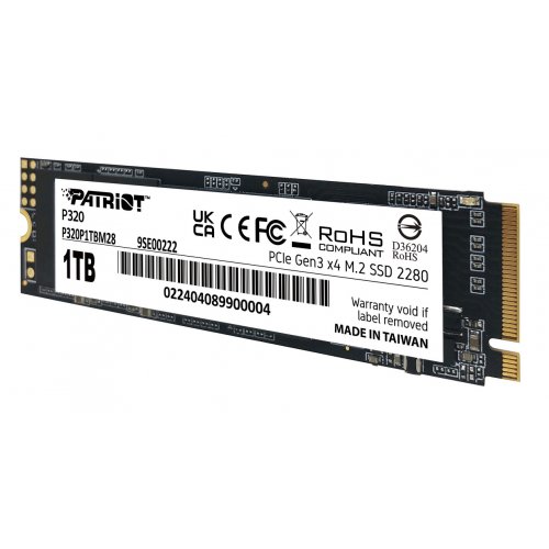 SSD-диск Patriot P320 1TB M.2 (2280 PCI-E) NVMe x4 (P320P1TBM28) купити з перевіркою сумісності: огляд, характеристики, ціна у Києві, Львові, Вінниці, Хмельницькому, Івано-Франківську, Україні | інтернет-магазин TELEMART.UA фото