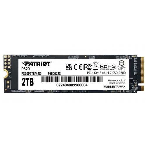 Купить SSD-диск Patriot P320 2TB M.2 (2280 PCI-E) NVMe x4 (P320P2TBM28) с проверкой совместимости: обзор, характеристики, цена в Киеве, Днепре, Одессе, Харькове, Украине | интернет-магазин TELEMART.UA фото