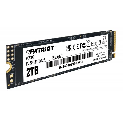 Купить SSD-диск Patriot P320 2TB M.2 (2280 PCI-E) NVMe x4 (P320P2TBM28) с проверкой совместимости: обзор, характеристики, цена в Киеве, Днепре, Одессе, Харькове, Украине | интернет-магазин TELEMART.UA фото