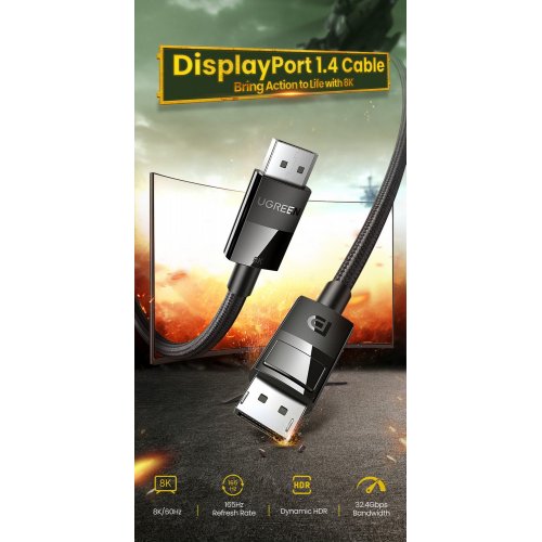 Купити Уцінка кабель Ugreen DP114 DisplayPort-DisplayPort 8K 1.4 2m (80392) Black (Пошкоджено пакування, 762612) - ціна в Києві, Львові, Вінниці, Хмельницькому, Франківську, Україні | інтернет-магазин TELEMART.UA фото