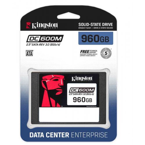 SSD-диск Kingston DC600M 3D NAND TLC 960GB 2.5" (SEDC600M/960G) купити з перевіркою сумісності: огляд, характеристики, ціна у Києві, Львові, Вінниці, Хмельницькому, Івано-Франківську, Україні | інтернет-магазин TELEMART.UA фото