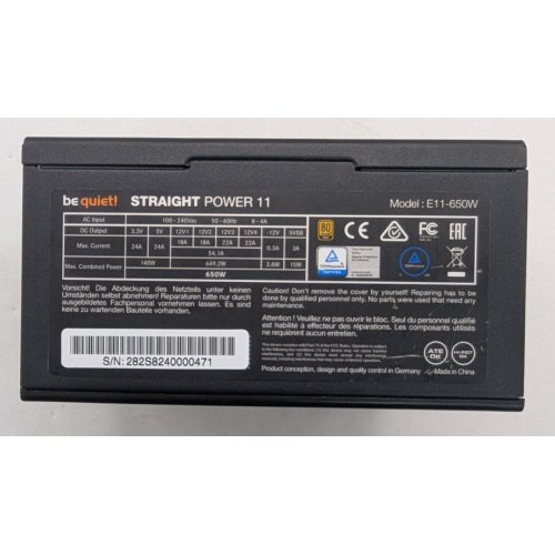 Блок живлення Be Quiet! Straight Power 11 650W (BN282) (Відновлено продавцем, 762626) купити з перевіркою сумісності: огляд, характеристики, ціна у Києві, Львові, Вінниці, Хмельницькому, Івано-Франківську, Україні | інтернет-магазин TELEMART.UA фото