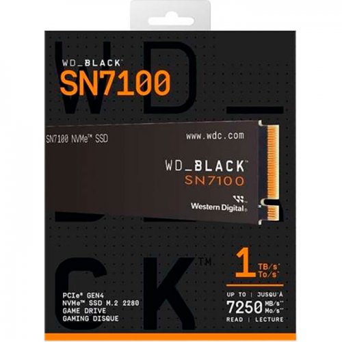 Купить SSD-диск Western Digital Black SN7100 3D NAND TLC 1TB M.2 (2280 PCI-E) NVMe x4 (WDS100T4X0E) с проверкой совместимости: обзор, характеристики, цена в Киеве, Днепре, Одессе, Харькове, Украине | интернет-магазин TELEMART.UA фото