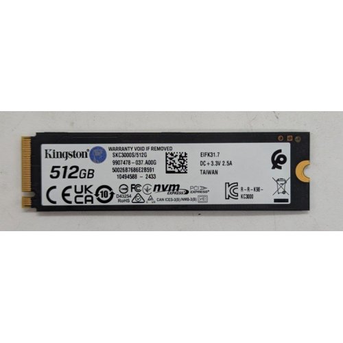 Ssd-диск Kingston KC3000 3D NAND TLC 512GB M.2 (2280 PCI-E) NVMe x4 (SKC3000S/512G) (Відновлено продавцем, 762648) купити з перевіркою сумісності: огляд, характеристики, ціна у Києві, Львові, Вінниці, Хмельницькому, Івано-Франківську, Україні | інтернет-магазин TELEMART.UA фото