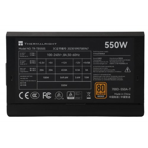Блок живлення Thermalright TB-550S 550W (TR-TB550S) Black купити з перевіркою сумісності: огляд, характеристики, ціна у Києві, Львові, Вінниці, Хмельницькому, Івано-Франківську, Україні | інтернет-магазин TELEMART.UA фото