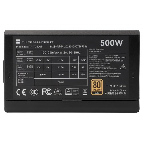 Купить Блок питания Thermalright TG-500S 500W (TR-TG500S) Black с проверкой совместимости: обзор, характеристики, цена в Киеве, Днепре, Одессе, Харькове, Украине | интернет-магазин TELEMART.UA фото