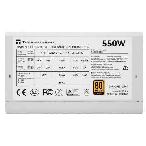 Блок живлення Thermalright TG-550S 550W (TR-TG550S-W) White купити з перевіркою сумісності: огляд, характеристики, ціна у Києві, Львові, Вінниці, Хмельницькому, Івано-Франківську, Україні | інтернет-магазин TELEMART.UA фото