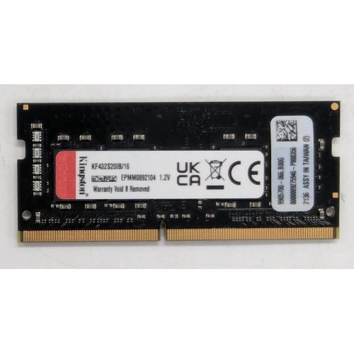 Озп Kingston SODIMM DDR4 16GB 3200Mhz FURY Impact Black (KF432S20IB/16) (Відновлено продавцем, 762704) купити з перевіркою сумісності: огляд, характеристики, ціна у Києві, Львові, Вінниці, Хмельницькому, Івано-Франківську, Україні | інтернет-магазин TELEMART.UA фото