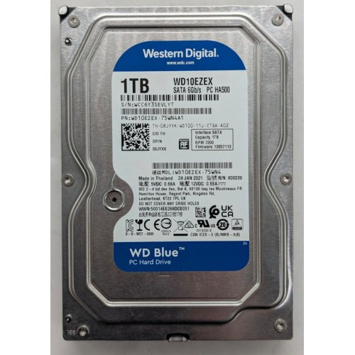 Жорсткий диск Western Digital Blue 1TB 64MB 3.5" (WD10EZEX) (Відновлено продавцем, 763041) купити з перевіркою сумісності: огляд, характеристики, ціна у Києві, Львові, Вінниці, Хмельницькому, Івано-Франківську, Україні | інтернет-магазин TELEMART.UA фото