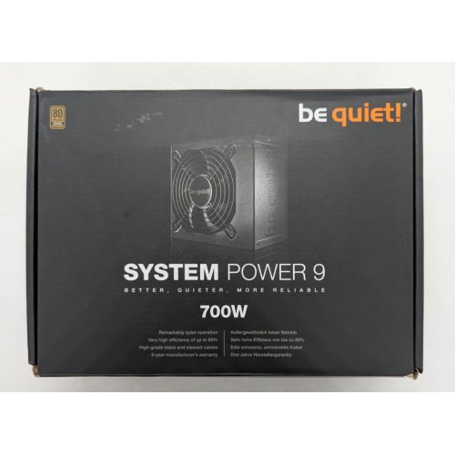 Блок живлення Be Quiet! System Power 9 700W (BN248) (Відновлено продавцем, 763114) купити з перевіркою сумісності: огляд, характеристики, ціна у Києві, Львові, Вінниці, Хмельницькому, Івано-Франківську, Україні | інтернет-магазин TELEMART.UA фото