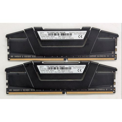 Купить Озу G.Skill DDR4 16GB (2x8GB) 3200Mhz Ripjaws V (F4-3200C14D-16GVK) Black (Восстановлено продавцом, 763118) с проверкой совместимости: обзор, характеристики, цена в Киеве, Днепре, Одессе, Харькове, Украине | интернет-магазин TELEMART.UA фото
