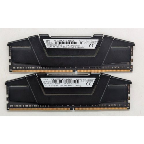 Купить Озу G.Skill DDR4 16GB (2x8GB) 3200Mhz Ripjaws V (F4-3200C14D-16GVK) Black (Восстановлено продавцом, 763120) с проверкой совместимости: обзор, характеристики, цена в Киеве, Днепре, Одессе, Харькове, Украине | интернет-магазин TELEMART.UA фото