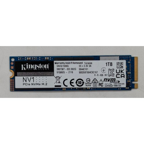 Купить Ssd-диск Kingston NV1 1TB M.2 (2280 PCI-E) NVMe x4 (SNVS/1000G) (Восстановлено продавцом, 763125) с проверкой совместимости: обзор, характеристики, цена в Киеве, Днепре, Одессе, Харькове, Украине | интернет-магазин TELEMART.UA фото