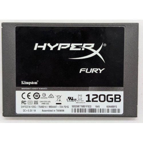 Купить Ssd-диск Kingston HyperX Fury 120GB 2.5" (SHFS37A/120G) (Восстановлено продавцом, 763130) с проверкой совместимости: обзор, характеристики, цена в Киеве, Днепре, Одессе, Харькове, Украине | интернет-магазин TELEMART.UA фото