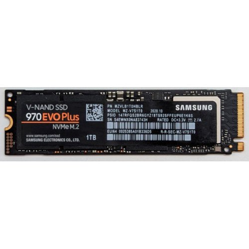 Ssd-диск Samsung 970 Evo Plus V-NAND MLC 1TB M.2 (2280 PCI-E) (MZ-V7S1T0BW) (Відновлено продавцем, 763298) купити з перевіркою сумісності: огляд, характеристики, ціна у Києві, Львові, Вінниці, Хмельницькому, Івано-Франківську, Україні | інтернет-магазин TELEMART.UA фото