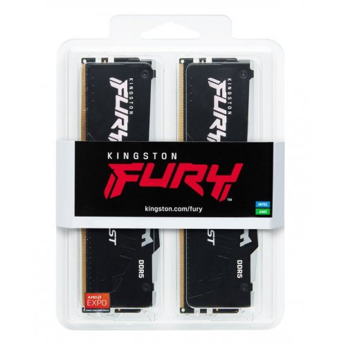 Купить Уценка озу Kingston DDR5 32GB (2x16GB) 6000Mhz FURY Beast RGB Black (KF560C30BBEAK2-32) (Вскрыта  упаковка, 763773) с проверкой совместимости: обзор, характеристики, цена в Киеве, Днепре, Одессе, Харькове, Украине | интернет-магазин TELEMART.UA фото