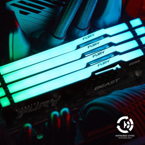 Купить Уценка озу Kingston DDR5 32GB (2x16GB) 6000Mhz FURY Beast RGB Black (KF560C30BBEAK2-32) (Вскрыта  упаковка, 763773) с проверкой совместимости: обзор, характеристики, цена в Киеве, Днепре, Одессе, Харькове, Украине | интернет-магазин TELEMART.UA фото