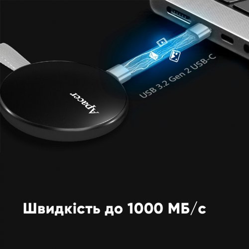 SSD-диск Apacer AS725 1TB USB 3.2 (AP1TBAS725B-1) Black купити з перевіркою сумісності: огляд, характеристики, ціна у Києві, Львові, Вінниці, Хмельницькому, Івано-Франківську, Україні | інтернет-магазин TELEMART.UA фото