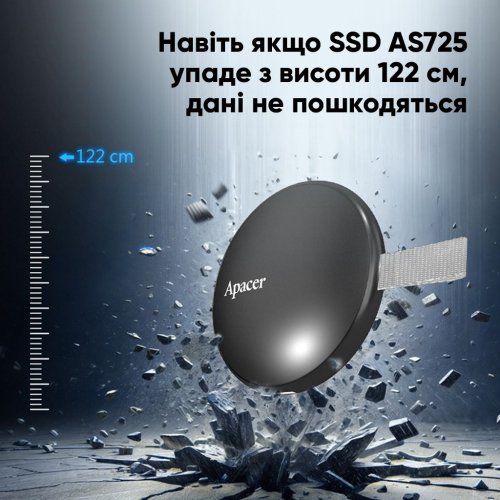 SSD-диск Apacer AS725 1TB USB 3.2 (AP1TBAS725B-1) Black купити з перевіркою сумісності: огляд, характеристики, ціна у Києві, Львові, Вінниці, Хмельницькому, Івано-Франківську, Україні | інтернет-магазин TELEMART.UA фото